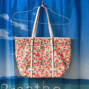 Dooney & Bourke Petunia East West Shopper Flower Large Tote Bag Purse Pink